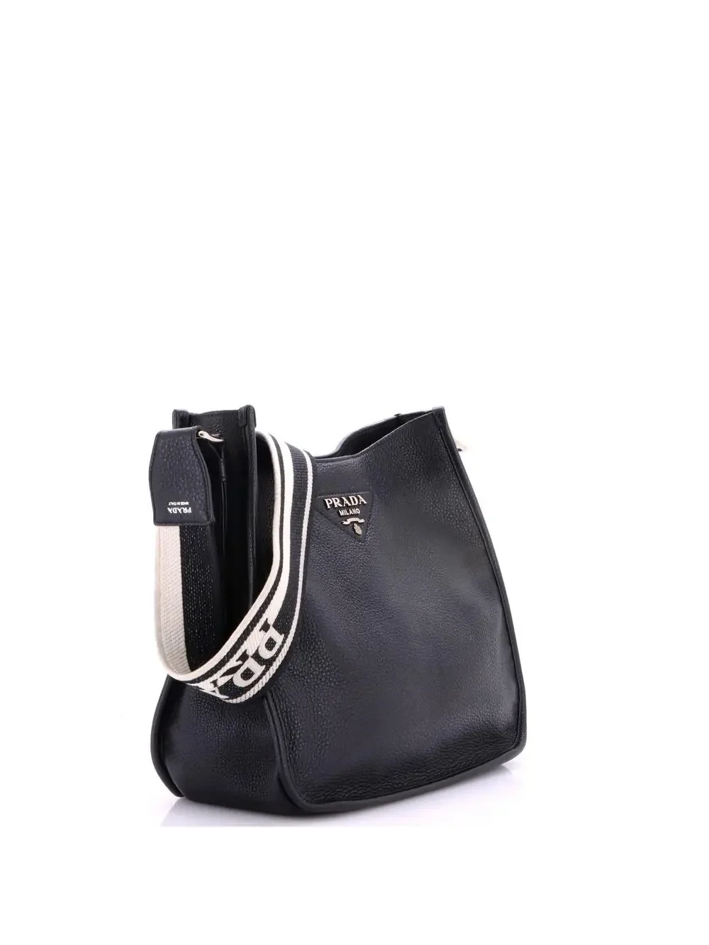 Prada Logo Strap Hobo Leather Medium #322518P23B